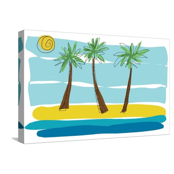 Art.com Beach Day Palms 1 Stretched Canvas Print Wall Art by Jan Weiss, 24" x 16"