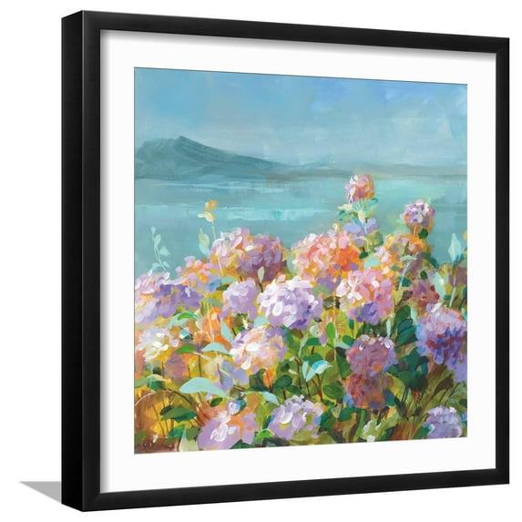 Art.com Beach Hydrangeas Art Print by Danhui Nai, Black Frame Wall Art, 21" x 21"