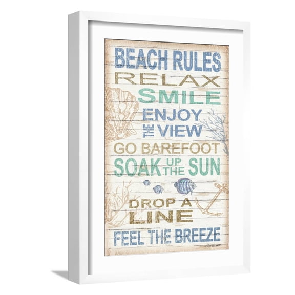 Art.com Beach Rules Art Print by Todd Williams, White Frame Wall Art, 17" x 23"