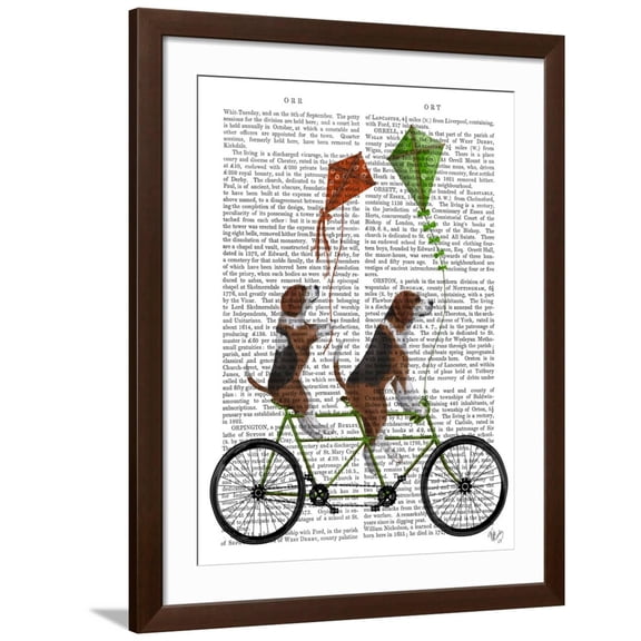 Art.com Beagle Tandem Art Print by Fab Funky, Brown Frame Wall Art, 32" x 40"