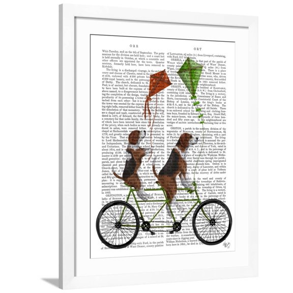 Art.com Beagle Tandem Art Print by Fab Funky, White Frame Wall Art, 32" x 40"