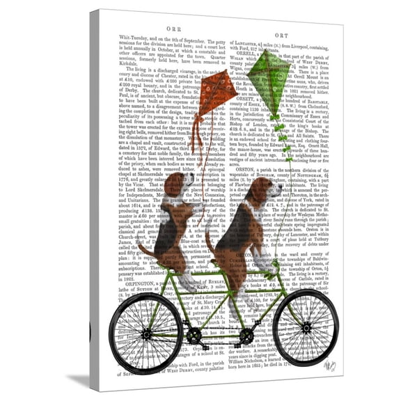 Art.com Beagle Tandem Stretched Canvas Print Wall Art by Fab Funky, 24" x 32"