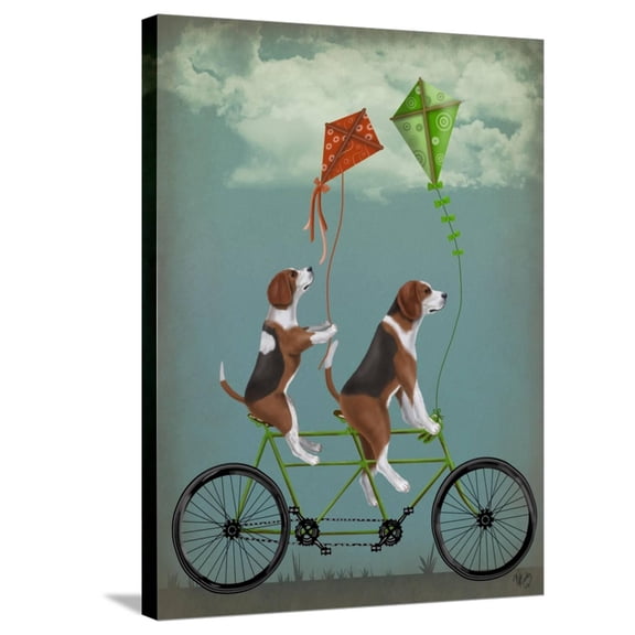 Art.com Beagle Tandem Stretched Canvas Print Wall Art by Fab Funky, 24" x 32"