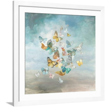 Art.com Beautiful Butterflies Art Print by Danhui Nai, White Frame Wall Art, 38" x 38"
