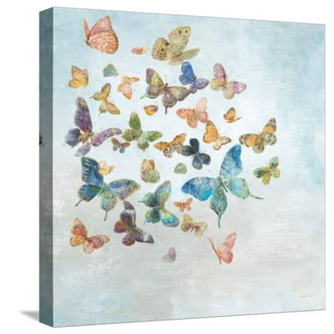 Art.com Beautiful Butterflies v3 Sq Light Stretched Canvas Print Wall Art by Danhui Nai, 16" x 16"