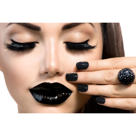 Art.com Beauty Fashion Model Girl With Black Make Up, Long Lushes Art Print by Subbotina Anna, 24" x 16"