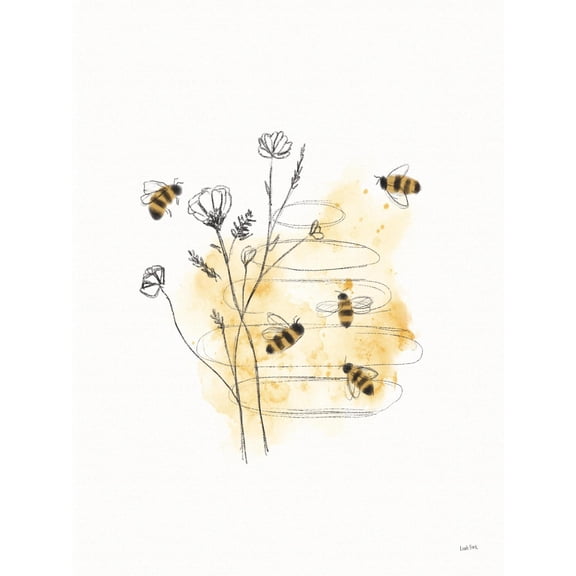 Art.com Bees and Botanicals I Art Print by Leah York, 18" x 24"