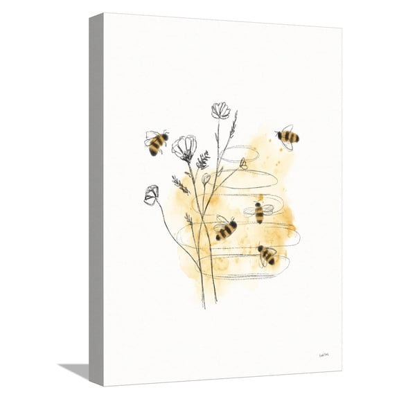 Art.com Bees and Botanicals I Stretched Canvas Print Wall Art by Leah York, 12" x 16"