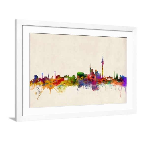 Art.com Berlin Germany Skyline Art Print by Michael Tompsett, White Frame Wall Art, 44" x 32"