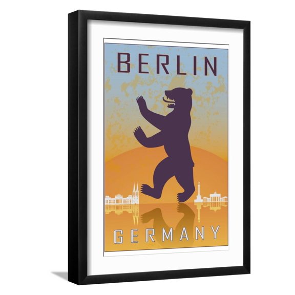 Art.com Berlin Vintage Poster Art Print by paulrommer, Black Frame Wall Art, 17" x 23"
