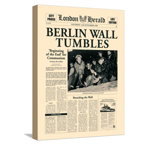 Art.com Berlin Wall Tumbles Stretched Canvas Print Wall Art by The Vintage Collection, 12" x 16"