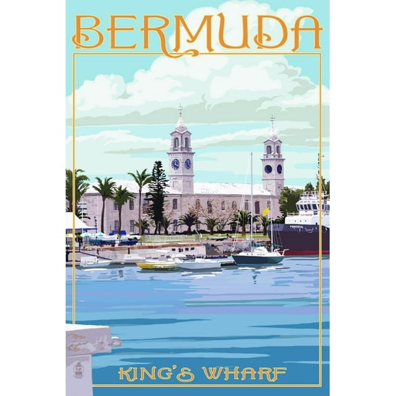Art.com Bermuda - King's Wharf Art Print by Lantern Press, 12" x 18"