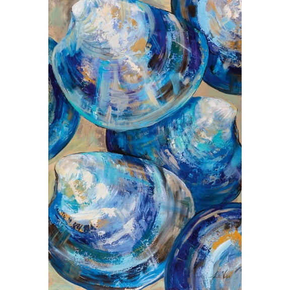 Art.com Beyond Blue Shells Art Print by Jeanette Vertentes, 12" x 18"
