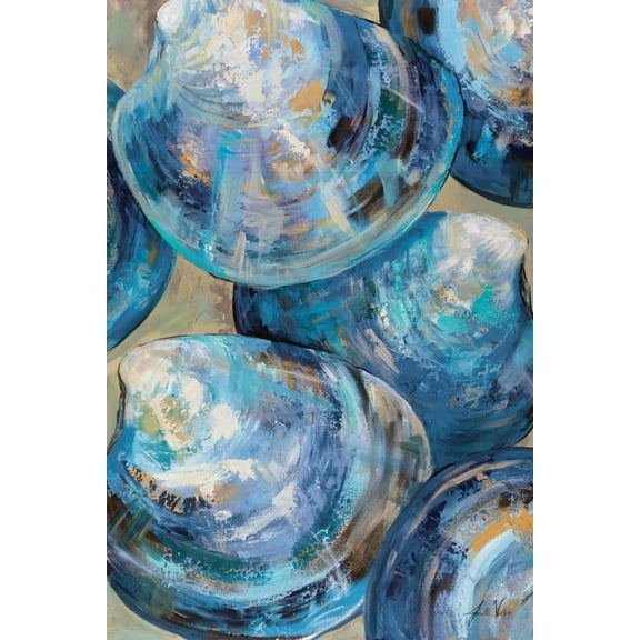 Art.com Beyond Blue Shells Light Art Print by Jeanette Vertentes, 12" x 18"
