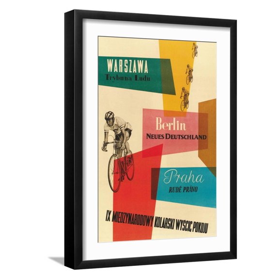 Art.com Bicycle Race, Warsaw, Berlin, Prague Art Print, Black Frame Wall Art, 17" x 23"