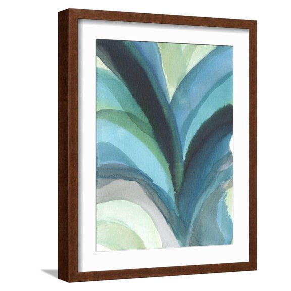 Art.com Big Blue Leaf I Art Print by Jodi Fuchs, Brown Frame Wall Art, 17" x 21"