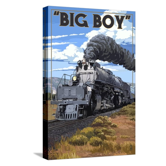 Art.com Big Boy Steam Engine 4014 Stretched Canvas Print Wall Art by Lantern Press, 12" x 18"