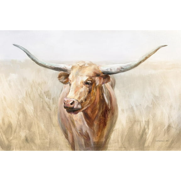 Art.com Big Sky Longhorn Neutral Art Print by Danhui Nai, 18" x 12"