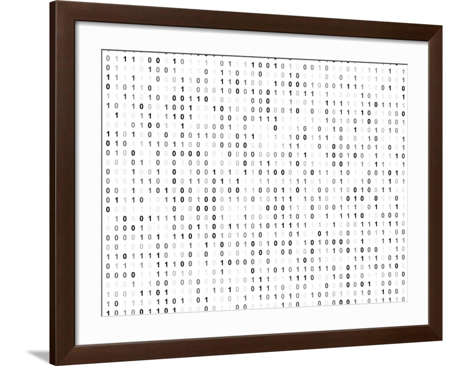 Art.com Binary Code Screen Art Print by iunewind, Brown Frame Wall Art ...