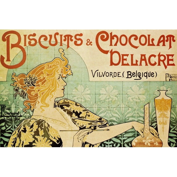 Art.com Biscuits and Chocolate Delcare Art Print by Alphonse Mucha, 24" x 16"