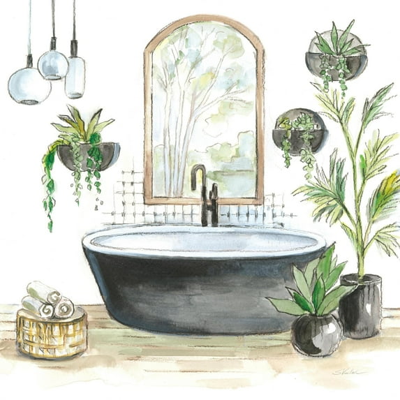 Art.com Black Bathtub II Art Print by Silvia Vassileva, 24" x 24"