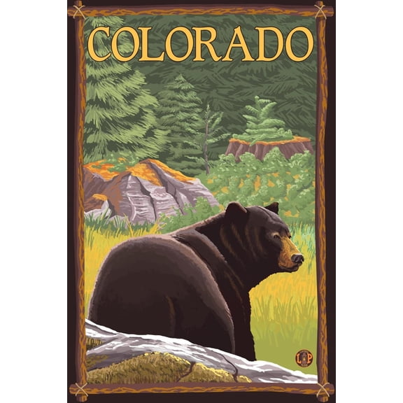 Art.com Black Bear in Forest - Colorado Art Print by Lantern Press, 12" x 18"