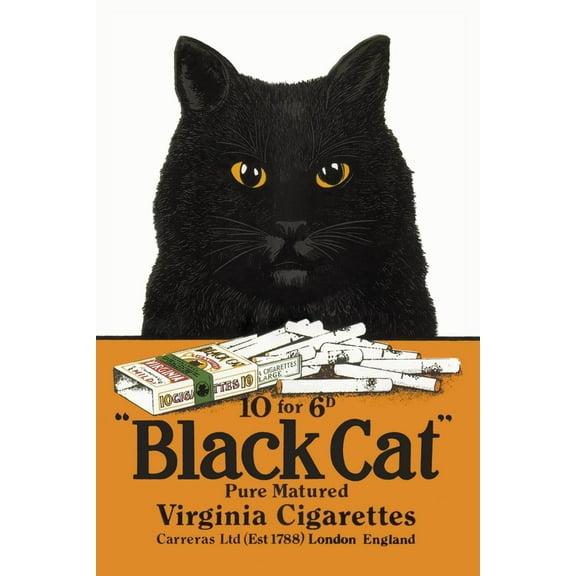 Art.com Black Cat Pure Matured Virginia Cigarettes Art Print, 12" x 18"