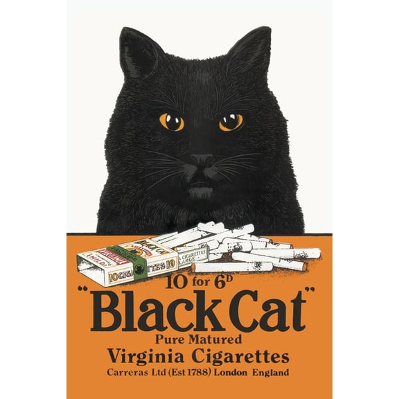 Art.com Black Cat Pure Matured Virginia Cigarettes Art Print, 16" x 24"