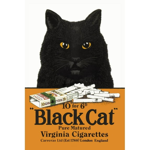 Art.com Black Cat Pure Matured Virginia Cigarettes Art Print, 24" x 36"