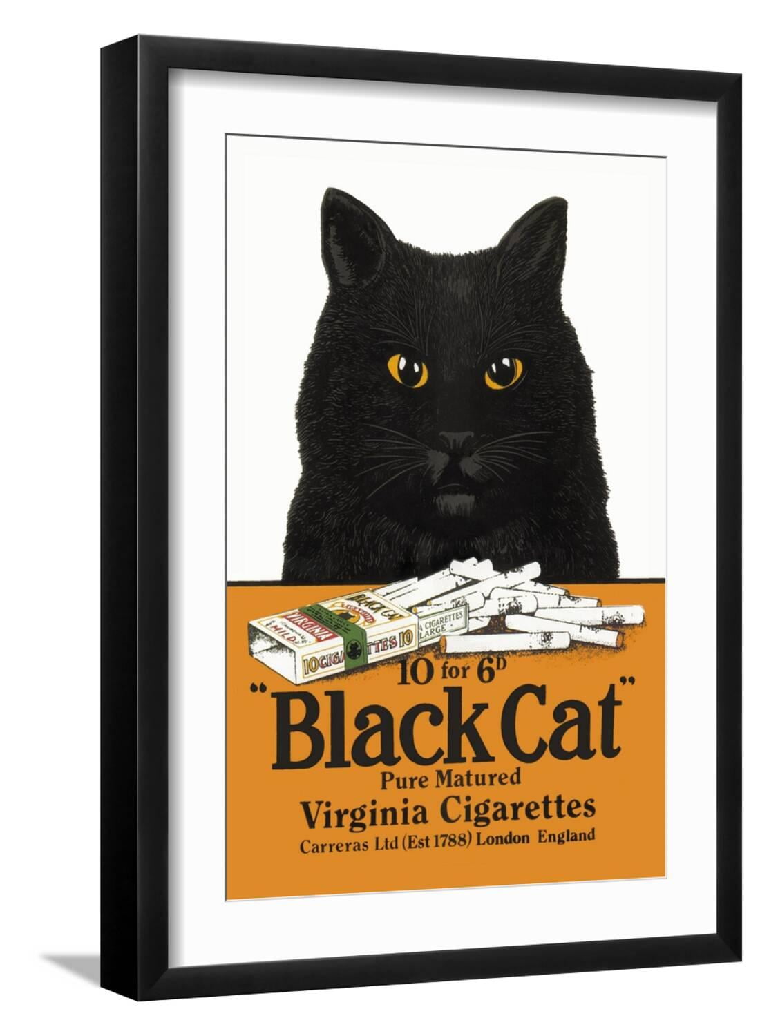 black cat cigarettes Art.com Black Cat Pure Matured Virginia Cigarettes Art Print, Black Frame  Wall Art, 17