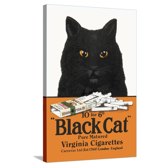 Art.com Black Cat Pure Matured Virginia Cigarettes Stretched Canvas Print Wall Art, 24" x 36"