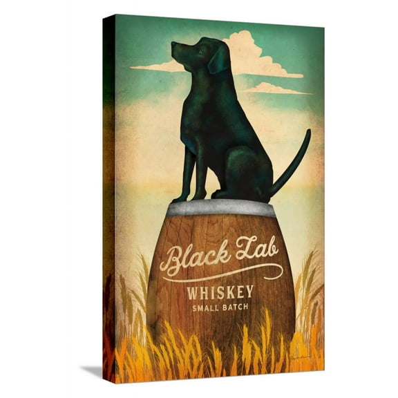 Art.com Black Lab Whiskey Stretched Canvas Print Wall Art by Ryan Fowler, 12" x 18"