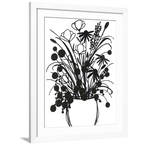 Art.com Black and White Bouquet 1 Art Print by Filippo Ioco, White Frame Wall Art, 32" x 40"
