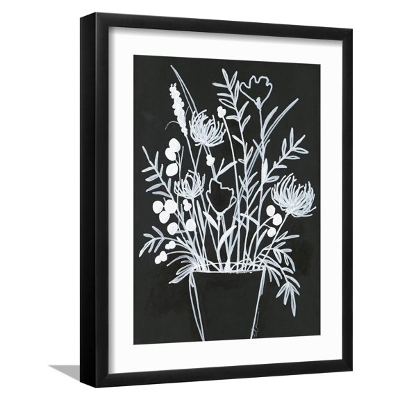 Art.com Black and White Bouquet 2 Art Print by Filippo Ioco, Black Frame Wall Art, 17" x 21"