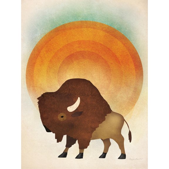 Art.com Blazing Sun Bison Art Print by Ryan Fowler, 18" x 24"