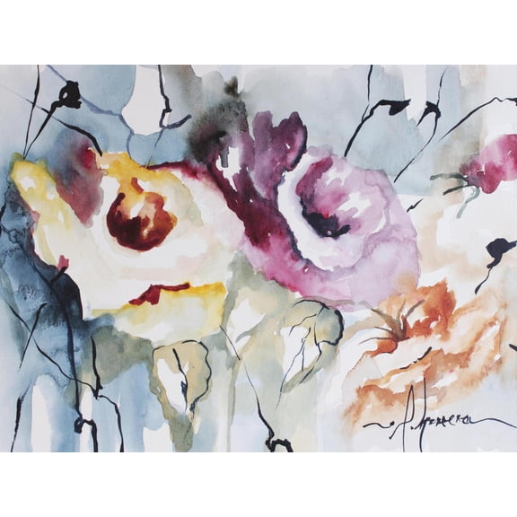 Art.com Blooms Aquas IV Art Print by Leticia Herrera, 24" x 18"
