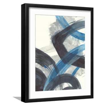 Art.com Blue Brushy Abstract I Art Print by Danhui Nai, Black Frame Wall Art, 17" x 21"