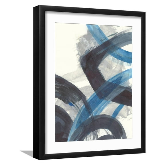 Art.com Blue Brushy Abstract I Art Print by Danhui Nai, Black Frame Wall Art, 17" x 21"
