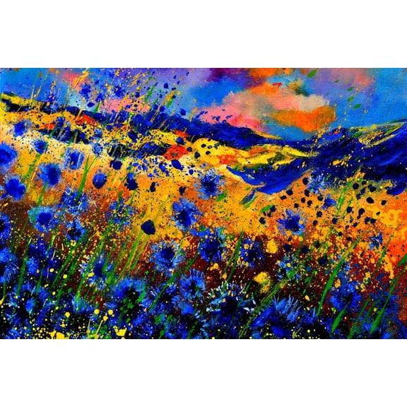 Art.com Blue Cornflowers 756 Art Print by Pol Ledent, 18" x 12"
