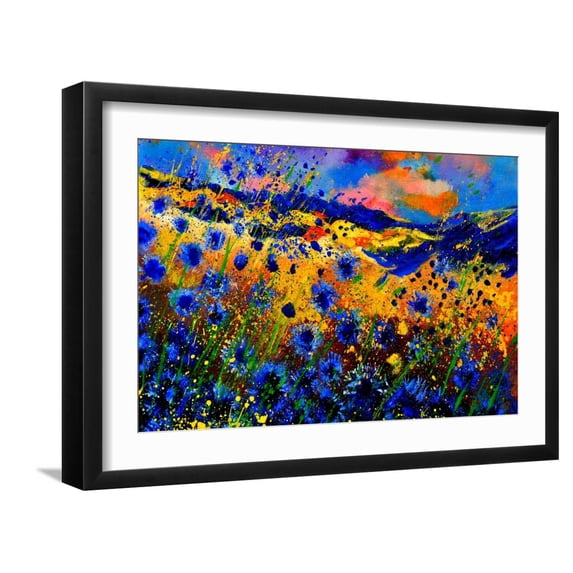 Art.com Blue Cornflowers 756 Art Print by Pol Ledent, Black Frame Wall Art, 23" x 17"