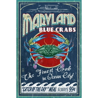 Art.com Blue Crabs - Ocean City, Maryland Art Print by Lantern Press, 12" x 18"