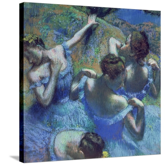Art.com Blue Dancers, circa 1899 Stretched Canvas Print Wall Art by Edgar Degas, 30" x 30"