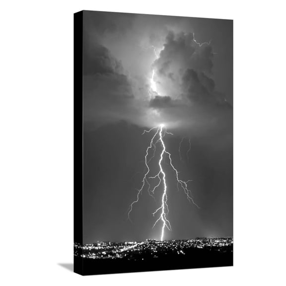 Art.com Blue Lightning BW Stretched Canvas Print Wall Art by Douglas Taylor, 12" x 18"