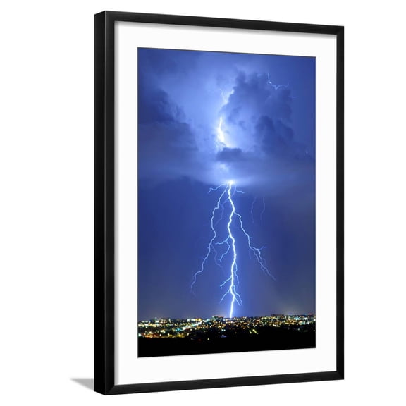 Art.com Blue Lightning Photo by Douglas Taylor, Black Frame Wall Art, 21" x 29"