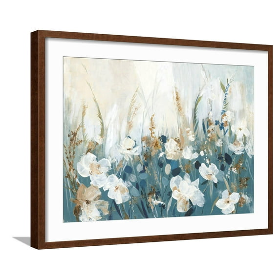 Art.com Blue Poppy Field Art Print by Allison Pearce, Brown Frame Wall Art, 29" x 23"