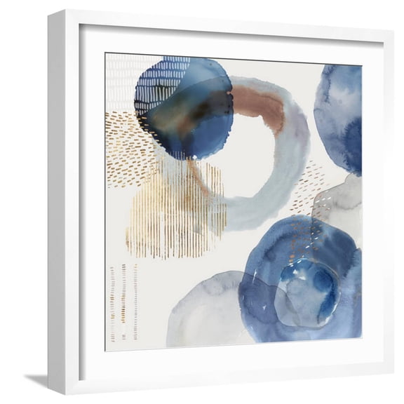 Art.com Blue Watercolour Rings I Art Print by Tom Reeves, White Frame Wall Art, 21" x 21"
