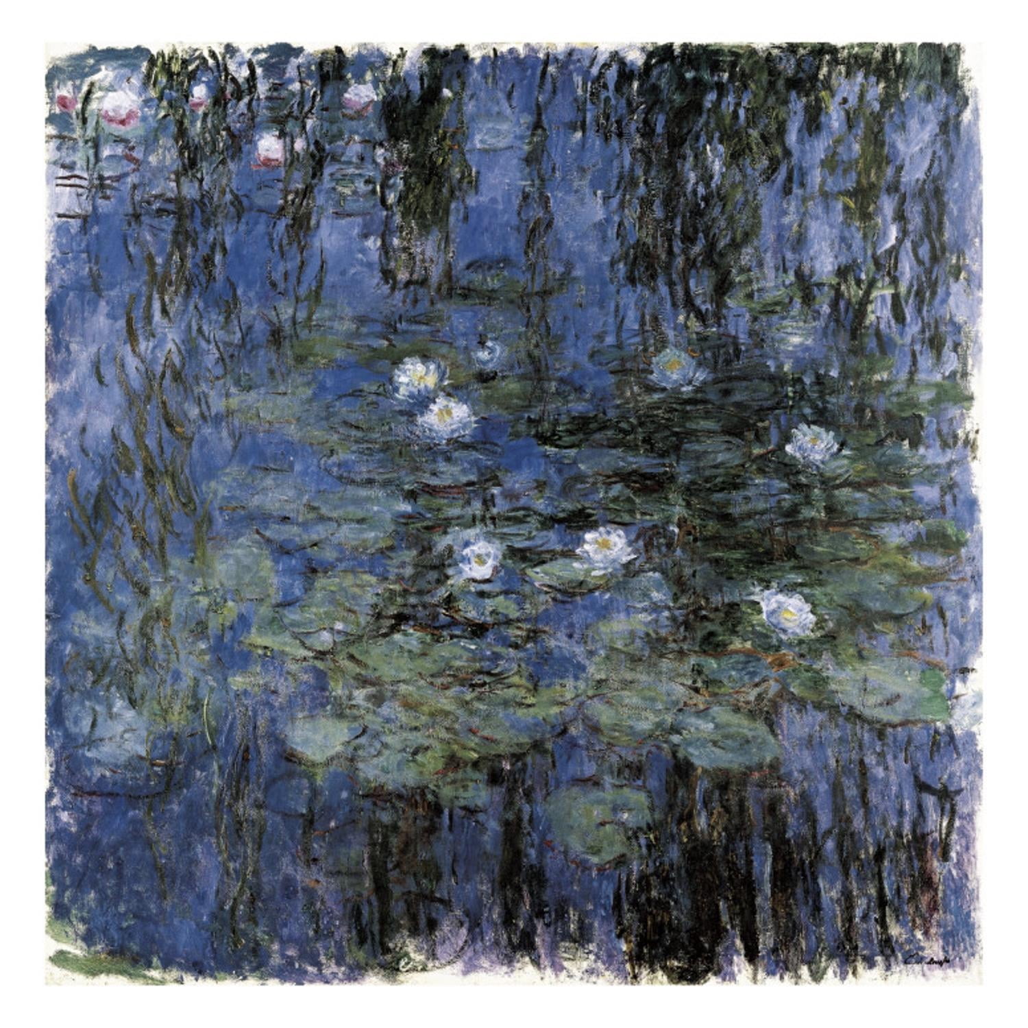 Claude Monet Blue Waterlilies Canvas Print for Kids Room