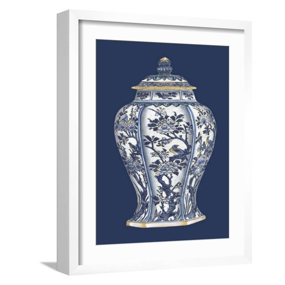Art.com Blue and White Porcelain Vase II Art Print by Vision Studio, White Frame Wall Art, 17" x 21"