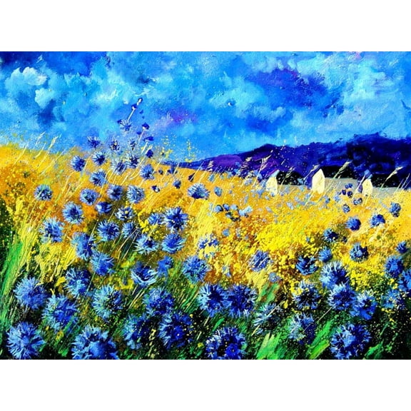 Art.com Blue cornflowers 68 Art Print by Pol Ledent, 32" x 24"