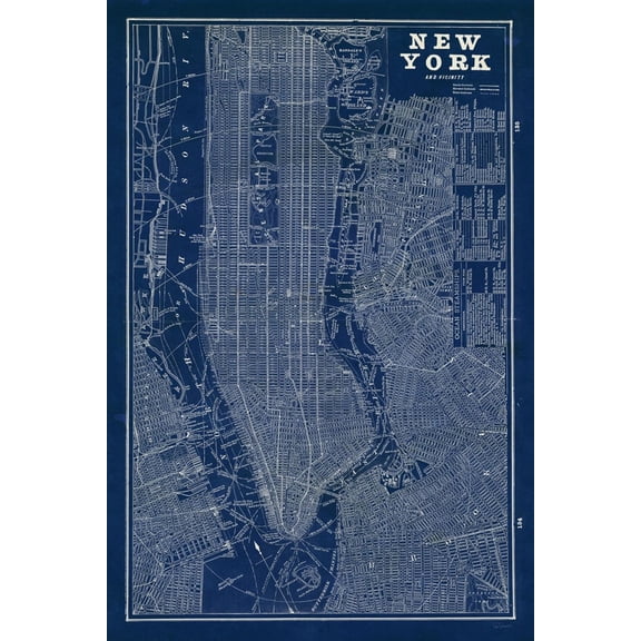 Art.com Blueprint Map New York Art Print by Sue Schlabach, 12" x 18"